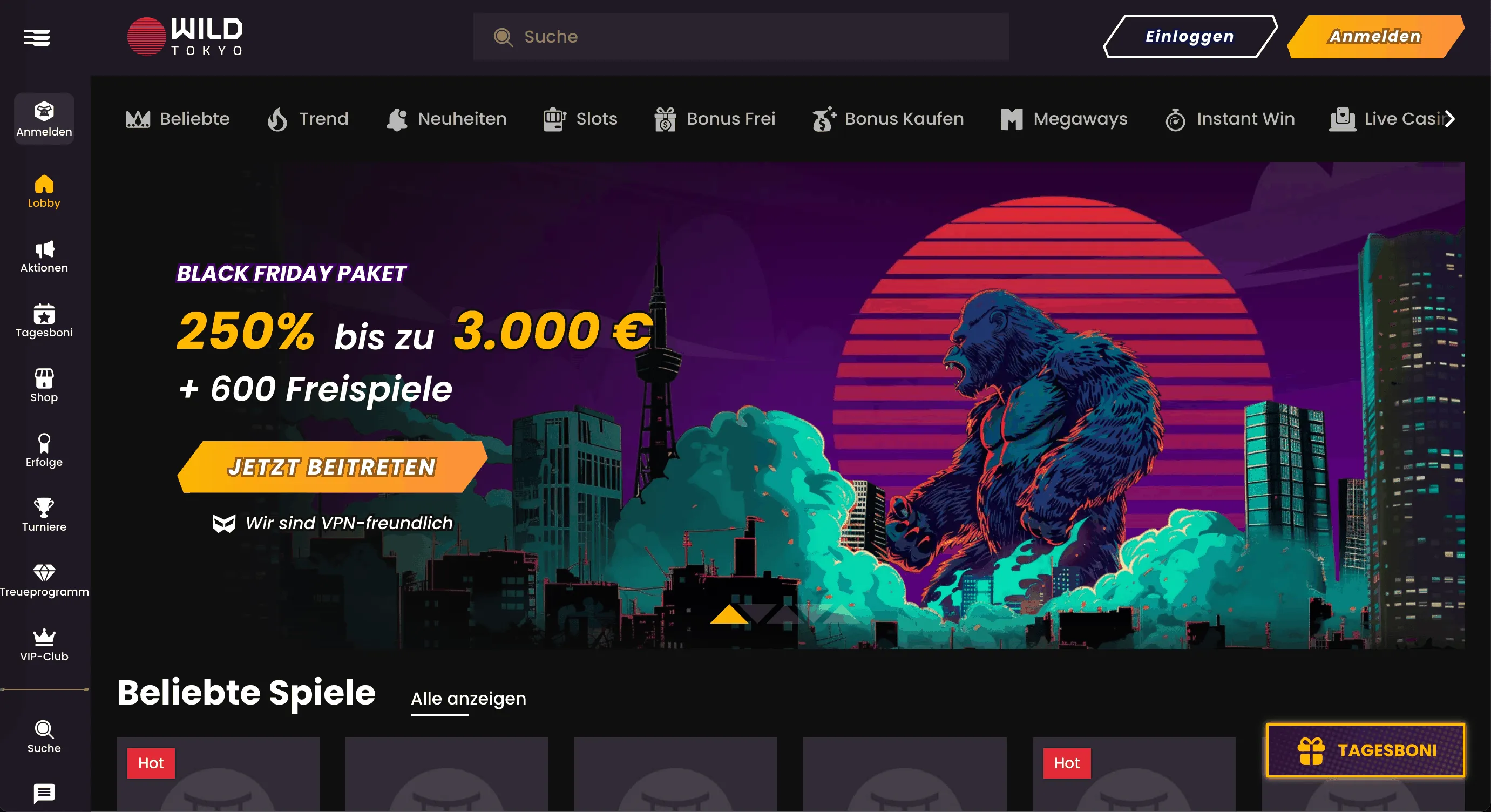 Wild Tokyo Casino Homepage
